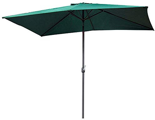 Ombrellone rettangolare da giardino, 200 x 300 cm, con manovella e inclinazione, protezione solare UV50+, perfetto per terrazza, spiaggia, balcone o piscina, colore marrone
