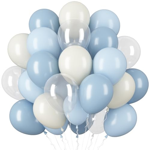 Luftballons Blau Weiss,60 Stück Hellblau Luftballons Geburtstag,12 Zoll Blaue Latex Helium ballons,Partyballon für Hochzeit,Geburtstag,Brautparty,Graduierung,Partydeko