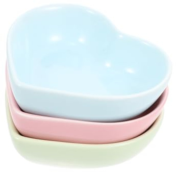 Mipcase Set di 3 Ciotole per Piccoli Animali in Ceramica a Forma di Cuore, Facile da Lavare, per Contenere Cibo e Acqua, per Criceti e Animali Domestici