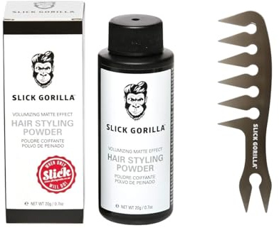 Slick Gorilla Pack Peinado Hombres – Peine de Textura & Polvo de Peinado para Hombres 20 ml, Acabado Mate, Volumen y Fijación 24 h