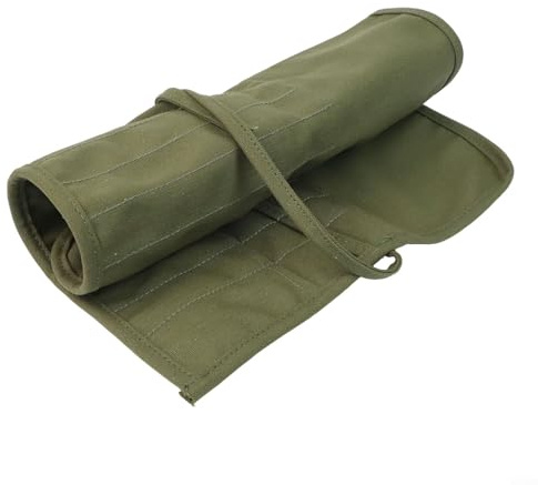 Sac de rangement en toile d'artiste avec design enroulable, plusieurs emplacements pour pinceaux, crayons et outils de calligraphie (vert)