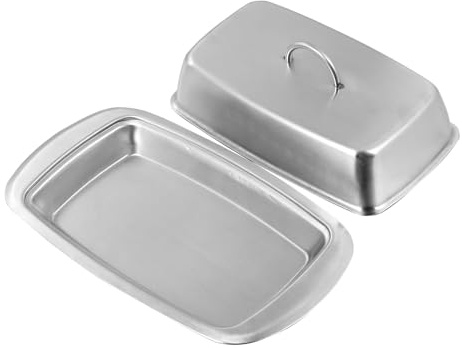 Homoyoyo Stainless Steel Butter Box Insulated Dessert Plate Silver for Fridge Storage and Serving Non-deformable Cheese and Snack Tray for Everyday Meals