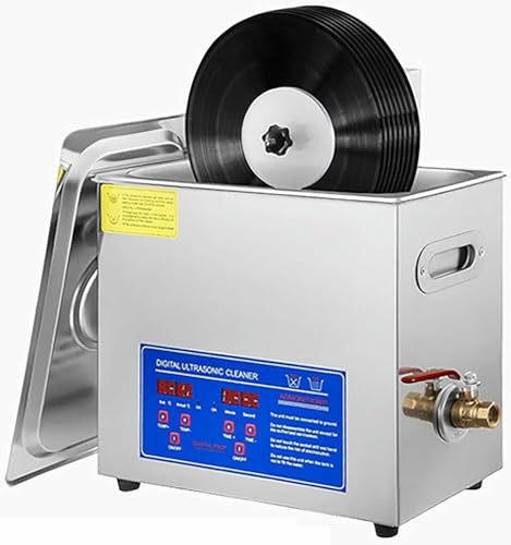 Limpiador ultrasónico portátil para Discos de Vinilo, máquina de cavitación sónica con Temporizador Digital y Soporte, para Discos de Vinilo, joyería y Relojes.