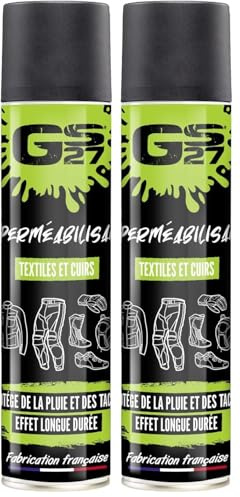 GS27 - Imperméabilisant Textiles et Cuirs GS27 Moto - Protège de la Pluie et des Tâches - Non Gras - Non Collant - 500ml (Lot de 2)