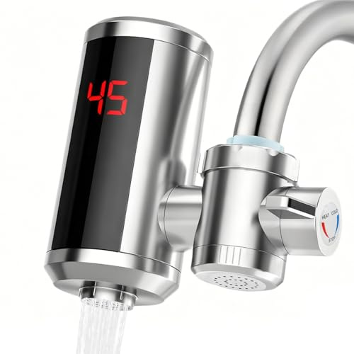 Kompakter elektrischer Warmwasserbereiter, elektrischer Warmwasserhahn, Durchlauferhitzer, großes Digitaldisplay, geeignet für Küchen, Badezimmer, Wohnheime und andere Umgebungen.