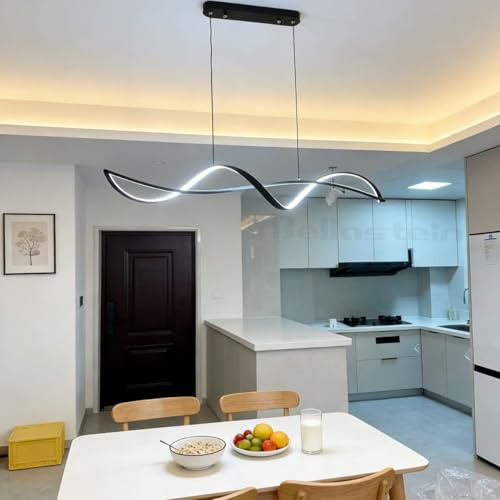 100cm Schwarz Moderne LED Pendelleuchte esszimmer dimmbar hängelampe esstisch , Linear design hängeleuchte mit Fernbedienung, Esszimmer Lampe Hängend für Esstischlampe Küche Büro (Schwarz, 120cm)