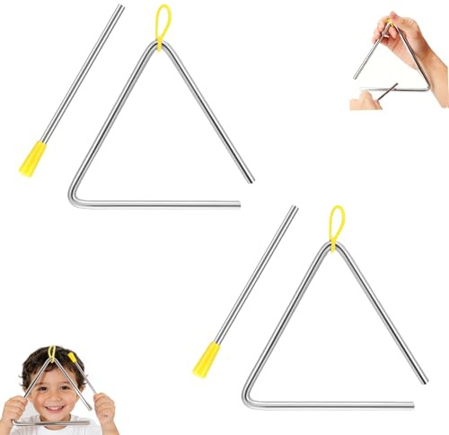 2Pcs Kids Musical Instruments Triangle Instrument Drum Box Musical Instruments for Kids Percussion Instruments 12.5 cm Compact Size Ideal for Music Education and Play