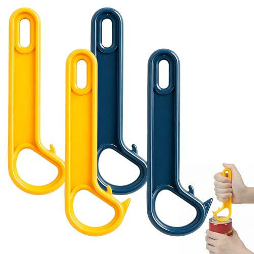 4Pcs Ring Pull Can Opener Aid, Easy Grip Can Opener Assistance, Convenient Kitchen Tool for Effortless Can Opening(Yellow and Blue)