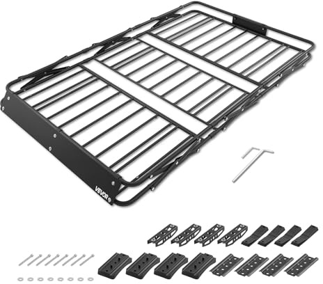 VEVOR Barra Portapacchi da Tetto da Auto, Portapacchi da Tetto per Auto 1626 x 990 x 102 mm Telaio Pieghevole a Forma di X, Carico max 90,72 kg Universale per SUV Furgoni, Campeggio, Viaggio, Pesca