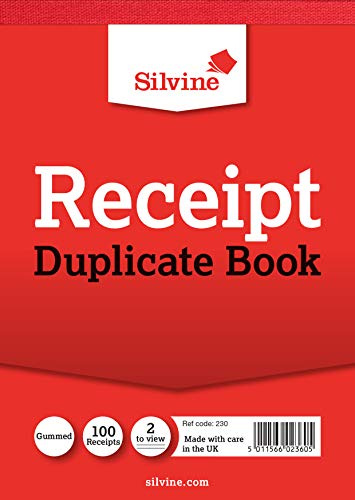 Silvine 148 x 106mm Duplicate Cash Receipt Book - Gummed (100 Receipts)