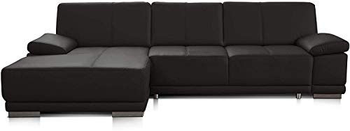 CAVADORE Bettsofa Corianne in Echtleder / Ecksofa inkl. Schlaffunktion und verstellbaren Armlehnen / 282 x 80 x 162 / Echtes Leder, braun