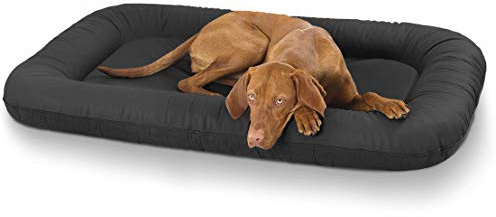 Knuffelwuff Kunstleder Hundebett Jerry XL 92 x 75 Schwarz - Hundematte mit abnehmbarer Bezug - waschbar - Rutschfester Unterseite - für große, mittelgroße und kleine Hunde