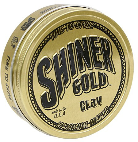 Shiner Gold Clay Pomade | Strong Hold | Matte Finish | Water-based | Coconut Scent, 3.5oz