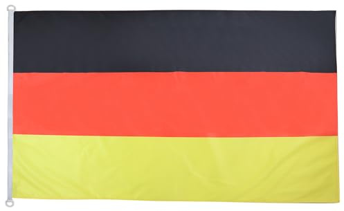 AZ FLAG Bandera de Alemania 150x90cm Uso Exterior - Bandera Alemana 90 x 150 cm Ojales | Uso exterior Enseña Deutschland costuras dobles y bordes reforzados con ojales metálicos poliéster de malla