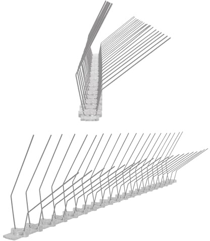 10 Meter (20 x 0,5m) Taubenspikes Dachrinne 2-reihig auf Polycarbonat - hochwertige Lösung für Vogelabwehr Taubenabwehr Spikes