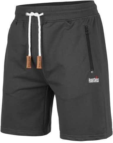 Mount Swiss Liam Shorts, herr, korta fritidsbyxor, med fickor, 2 sido- och 1 bakficka, vardera med dragkedja, sportshorts för män i klassiska färger