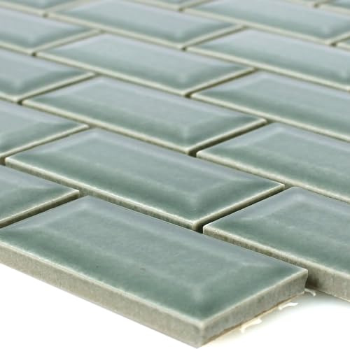 Mosafil Keramikmosaik Fliesen Metro Facette Petrol Glänzend 30x30cm 1 Stück