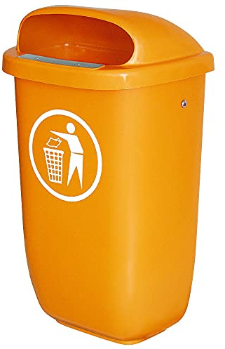 BRB Abfall- Behälter für den Außenbereich, Inhalt 50 Liter, nach DIN 30713, (orange)