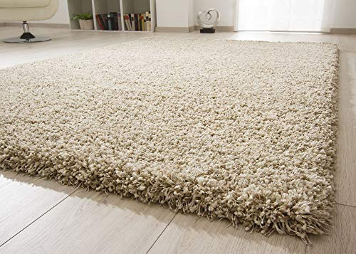 Steffensmeier Ragolle Twilight Hochflor Teppich Shaggy, weich & elastisch, moderner Wohnzimmer Teppich, Creme meliert 2211, 120x170 cm