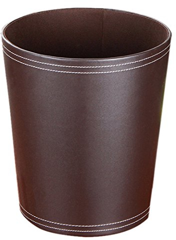 AMITAS Corbeille à Papier en Cuir, Poubelle de Bureau Corbeille à Papier Design Moderne, Poubelle sans Couvercle, 10L Poubelle