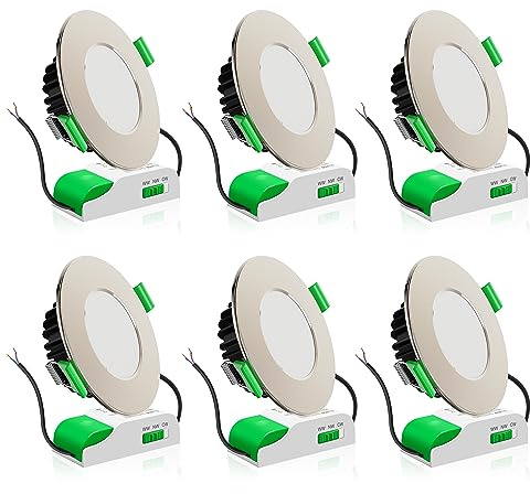 ALUSSO LED Einbaustrahler 230V Dimmbar LED Spots Flach 8W IP44 Bad Einbauleuchten Deckenspots Deckenstrahler, Warmweiß 3000K Neutralweiß 4000K Kaltweiß 5700K Einbauspots für Badezimmer Küche, 6er Set