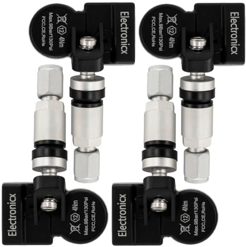4x RDKS TPMS Reifendrucksensor Reifendruckkontrollsystem Metallventil Schwarz passend für i40 RIO