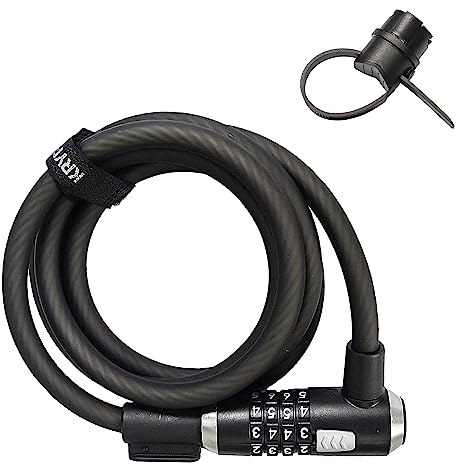 Kryptonite KryptoFlex Bike Lock Cable, 2FT/6FT/10FT Long 12mm Thick Heavy Duty Braided Steel Cable Anti-Theft Security Lock for Outdoor Equipment, Combination/Key Bike Lock