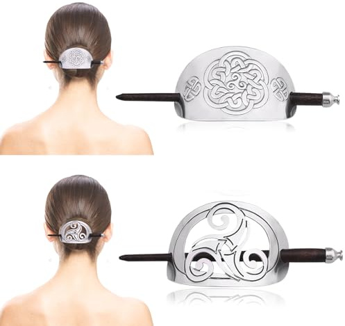 Keltische Haarspange für Frauen, Vintage Nordic Viking Knot Haarspangen Schiebestifte mit Holzstab für Mädchen Langes Haar 2St