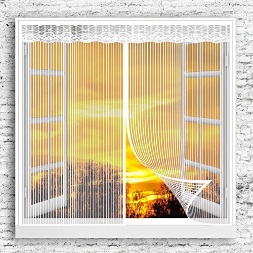 GOUER Porte Moustiquaire Magnétique 120x130cm sans Perçage Moustiquaire Porte Magnétique Laisse Passer l'Air Frais pour Différentes Tailles de Fenêtres, Blanc A