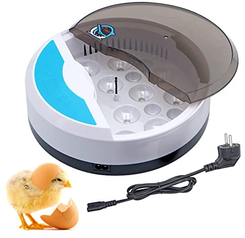 BreUAILY Mini 9 Huevos incubadora Chick con automático de Temperatura y Pantalla Digital LED incubadora Tortuga para Aves de Corral Reptil Regalo para niños