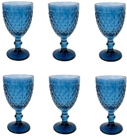 Solycarpa Juego De Copas Azul. Copa de Cristal Transparente para Fiesta, Boda o Bautizo Original y Resistente. Copa De Vino Personalizada para Cava o Gin Tonic.