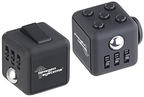 Newgen Medicals Stresswürfel: 2er-Set Stress-Würfel mit 5 Funktionen gegen Nervosität, Stress (Antistress-Würfel, Antistress-Cube, Fidget Spinner)