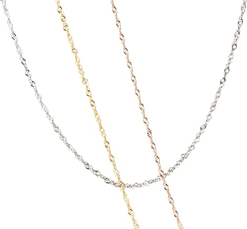 Ardeo Aurum Unisex Damen Herren Kette aus 375 Gold Gelbgold Singapurkette Halskette 1,2 mm Breite und 40 cm Länge mit Karabinerverschluss