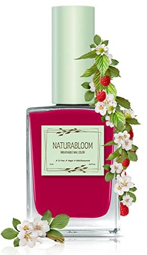 NATURABLOOM Nagellack schnelltrocknend rot (Raspberry Sorbet) - natürlicher Nagellack mit veganer Formel - atmungsaktiv, nachhaltiger und langanhaltend, 14 ml