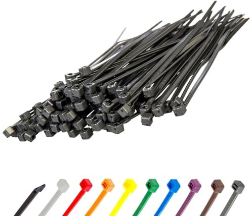 Gocableties Silver Cable Ties, 200mm x 2.5mm, Pack of 100, 8” Premium Nylon Zip Ties, Multi-Purpose Plastic Tie Wraps, Secure Self-Locking Mechanism, for Home, Garden, Office and DIY