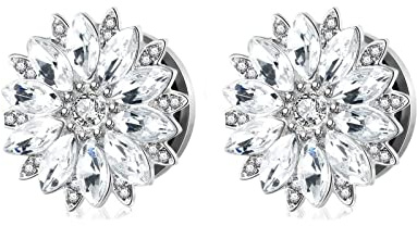 Stfery Ohr Plug, Ohrdehner Schmuck Edelstahl Ohr Tunnel Hochzeit Blume mit Zirkonia Paar Beste Freundin Geschenke