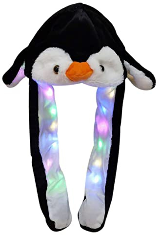 LICHENGTAI Hase Mütze mit beweglichen Ohren, Frosch Plüsch Hut mit LED Licht Foto Requisiten Plüschkappe Lustige Mütze Elch Pinguin Hund Hut Cosplay Weihnachtsfeier Kostümzubehör für Junge Mädchen