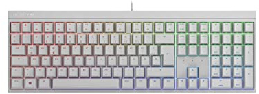 Cherry MX 2.0S, Teclado Mecánico de Gaming con Iluminación RGB, Distribución de Teclado Alemán (QWERTZ), con Cable, Diseñado en Alemania, Switches MX Brown, Blanco