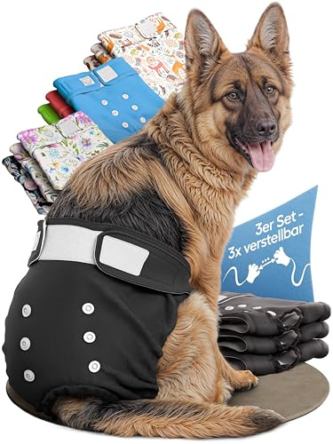 HUND IST KÖNIG Hundewindeln für Hündinnen - Läufigkeitshose für Hündinnen | Hundewindel hochabsorbierend mit 3-Fach Justierung - Hunde Windeln weiblich, Hundehöschen Läufigkeit & Inkontinenz, 3 Stück