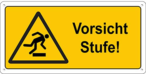 Pubblimania ACHTUNG STUFE Sturzgefahr Aluminium Sicherheitsschild 3 mm dick Brandschutzschild (Cm 29x14,5) (VORSICHT STUFE)