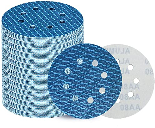 80Stk 125mm Klett Schleifpapier, Exzenter Schleifscheiben, 8-Loch Korn 180 Schleifpads, Schleifmittel Resistent gegen Zusetzen für Exzenterschleifer Schleifmaschine Poliermaschine