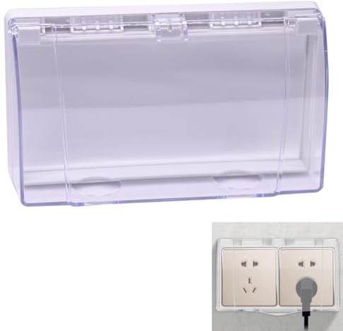 Steckdosenabdeckung Schalter Abdeckungen Stecker Box, Außensteckdosen Wasserdicht, Selbstklebende, 86 Typ Steckdose Abdeckungen, Plus-Breite-Design, für Badezimmer, Zuhause, Draußen, Weiß