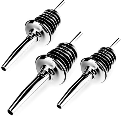 LAYBA Flaschenausgießer 3er-Set Silber, Ausgießer für Flaschen, Öl, Essig, Sirup, Bar, Küche und Gastronomie Zubehör