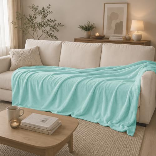 HOMEYA Manta de Franela para Cama 90/105, 160x220 cm, Turquesa | Manta para cama 90/105 extra suave, mantas para sofá térmicas para invierno, confort diario, opción ideal para regalar