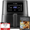 KLAMER Heißluftfritteuse 5,5l XXL, ölfreie Friteuse, 1700W Airfryer mit LED-Touchscreen, digitalem deutschen Rezeptbuch, multifunktionale Mini-Heissluftfrittuese ohne Öl