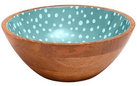 Dexam Sintra - Ensaladera de madera de mango, diseño de lunares, color azul