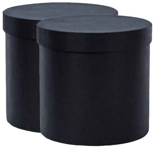 Zerodeko Scatola Rotonda 2 Pezzi in Cartone Nero, per Bouquet | Fiori, Candele e Gioielli, Uso Compleanno e Fai da Te, Stile Raffinato Creativo, Formato Compatto