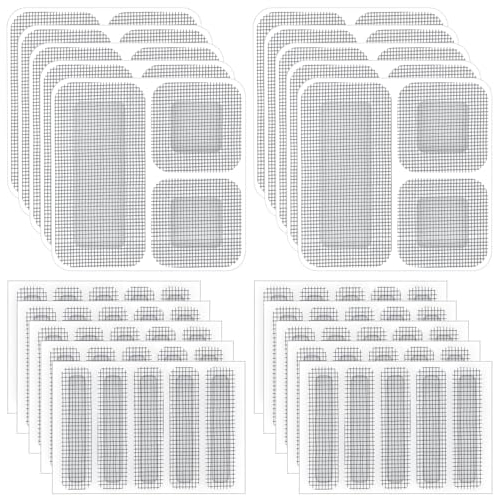 AiQInu Fliegengitter Reparatur Set,80 Stück Fenster Tür Patch Reparatur,Moskitonetz,Fliegengitter,Insektennetz-Reparaturset,Selbstklebender Insektenschutz-Schwarz 20 Blätter