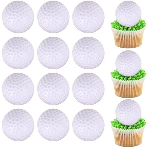 12 Pack Golf Cupcake Toppers Glitter Sports Golf Ball Cupcake Picks for Baby Shower Golf Sports Players Theme Birthday Party Cupcake Decorations Supplies