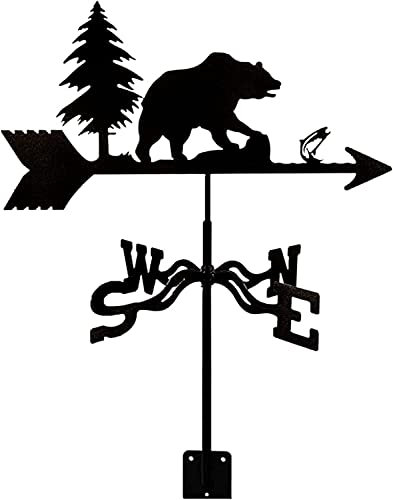 Wetterfahne mit Fisch, Schwein, Adler, Bär, Tiermotiv, Windmesswerkzeug aus Metall für Gartendach, Bauernhof, Scheune, Außendekoration, Windrichtungsanzeiger